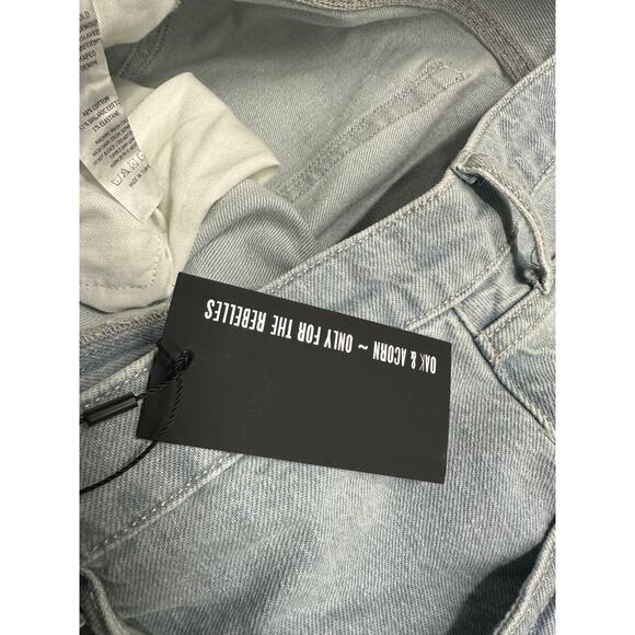 Oak & Acorn Jeans Women 34 Light Wash Loose Fit Organic Cotton Ankle High Rise - Picture 9 of 9